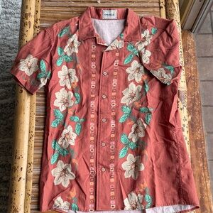 Casual Red Floral Button Down Shirt